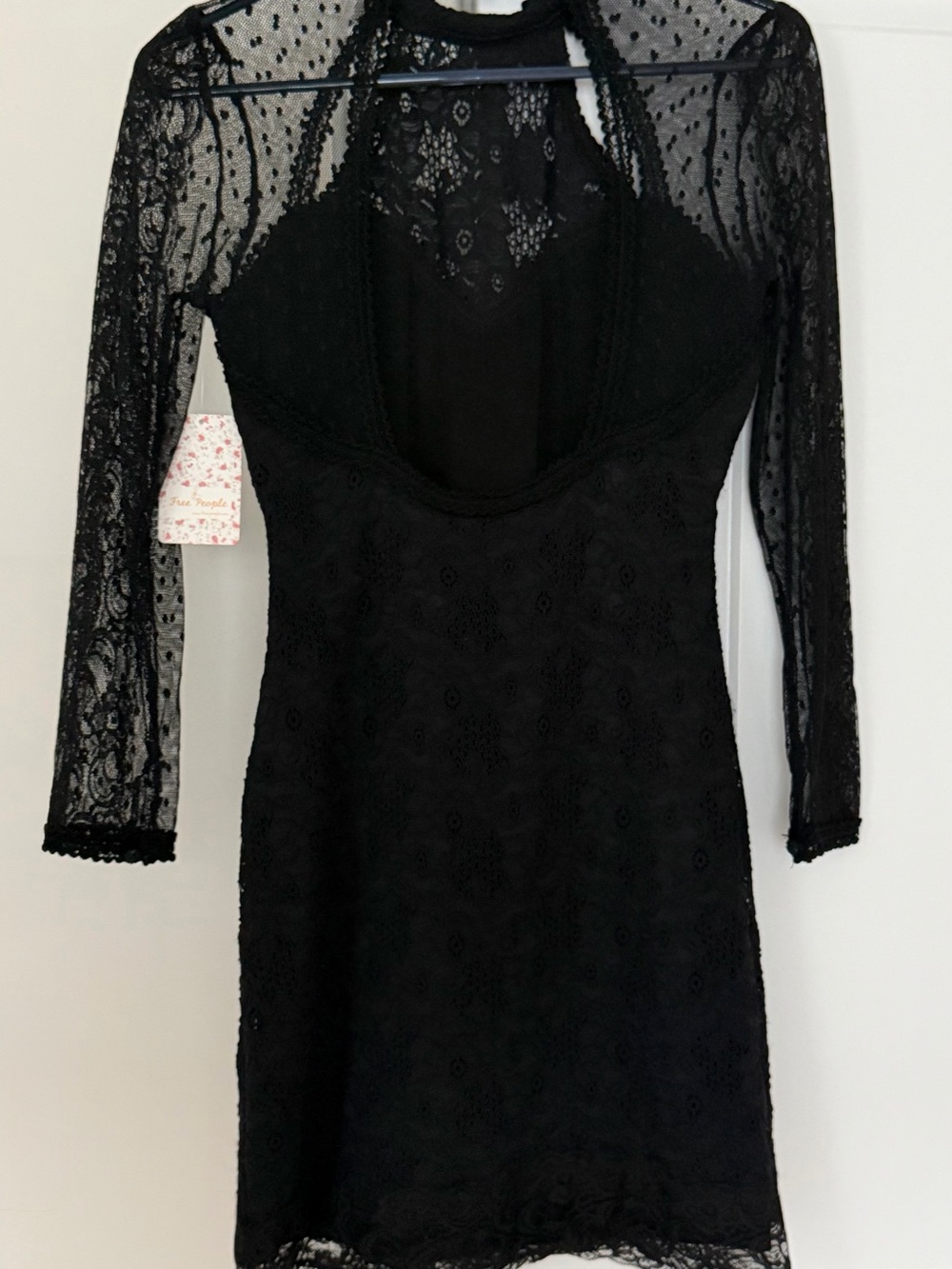 Free People Black Lace Long-Sleeve Sheath Dress